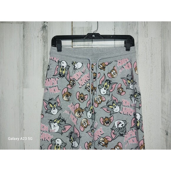 TOM & JERRY Gray Jogger SWEATPANTS Novelty Lounge Wear Pants Women's Size Medium - Picture 3 of 5